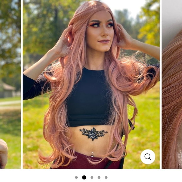 NWT Lunatics Fabulous Hippi Boho Style Rose Gold Wig , Discontinued - Picture 2 of 16